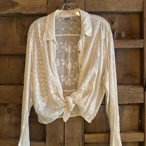 Chico's white/cream Floral Lace Blouse